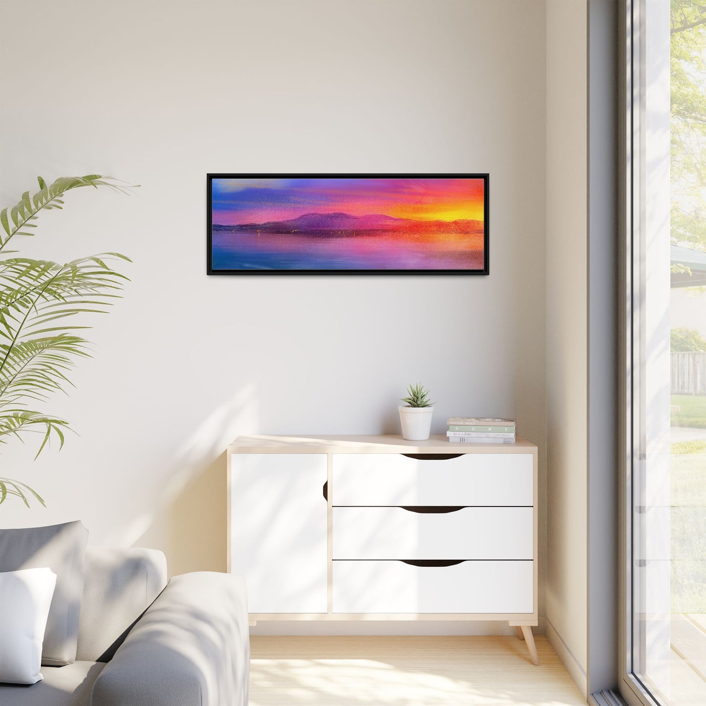 Arran Sunset Framed Panoramic Canvas Art