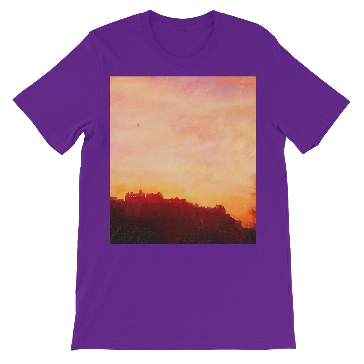 Edinburgh Castle Sunset Unisex Short Sleeve T-Shirt | Scottish Art Gifts