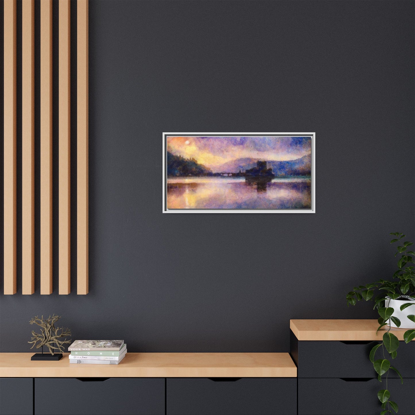Eilean Donan Castle Moonlight Framed Panoramic Canvas Art