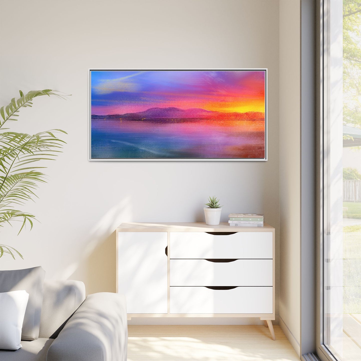 Arran Sunset Framed Panoramic Canvas Art