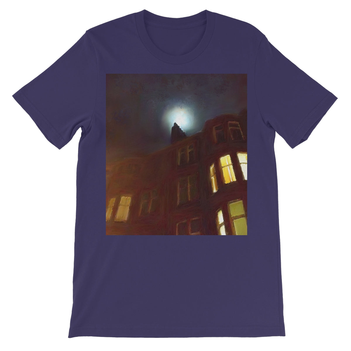A Moonlit Tenement Unisex Short Sleeve T-Shirt | Scottish Art Gifts