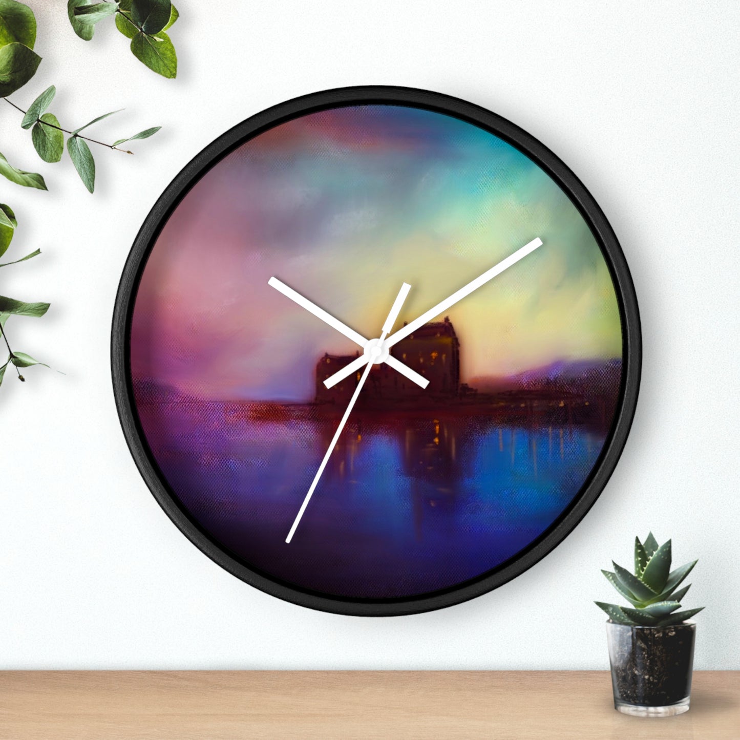 Eilean Donan Castle Sonnenuntergang-Wanduhr | Schottische Kunstgeschenke