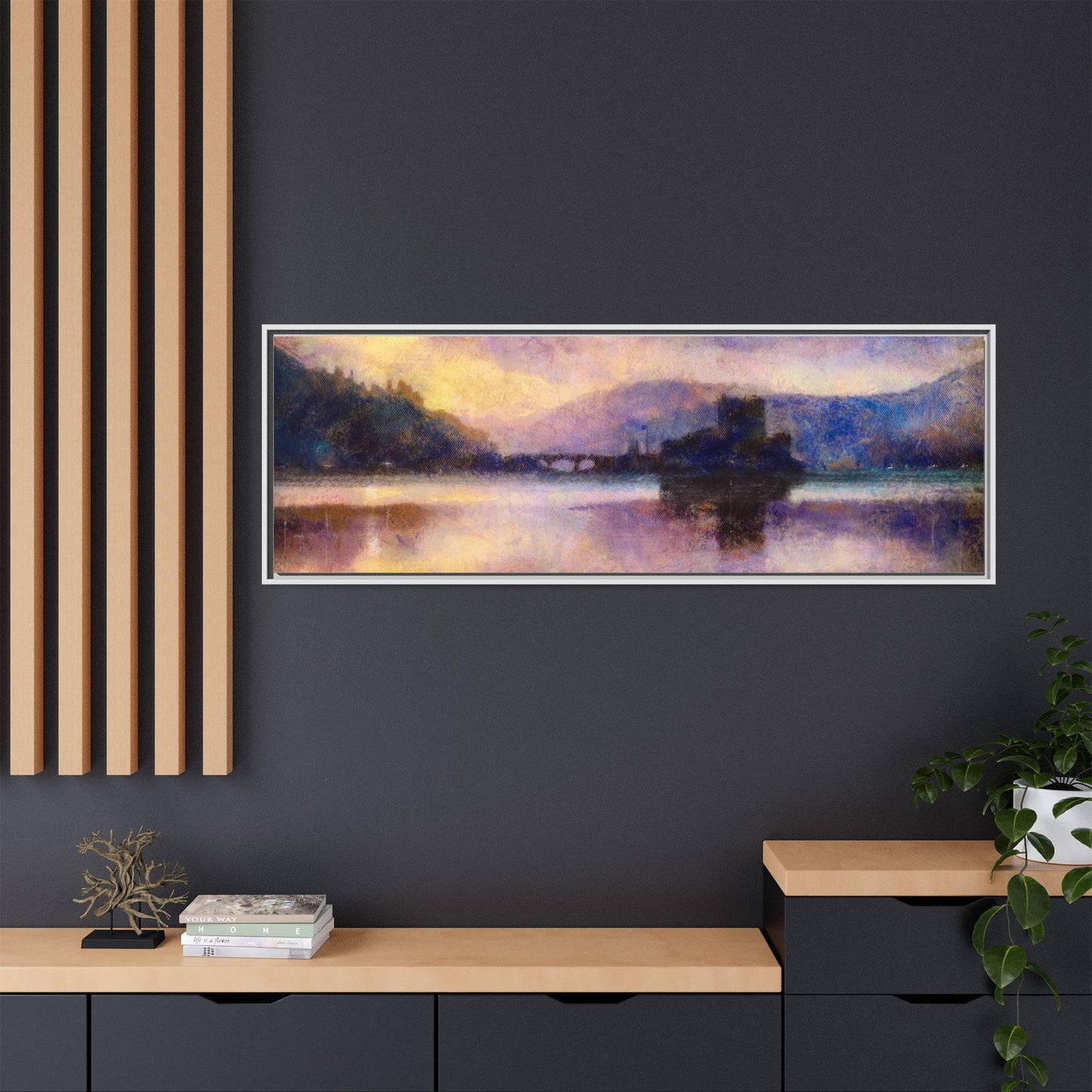 Eilean Donan Castle Moonlight Framed Panoramic Canvas Art