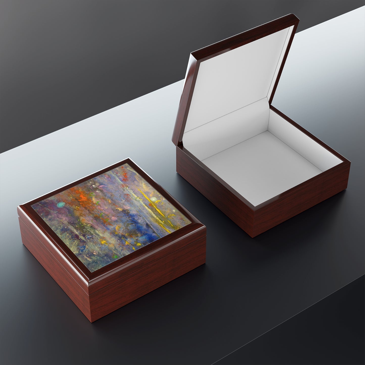 Caringorms Waterfall Abstract Jewellery Box | Scottish Art Gifts