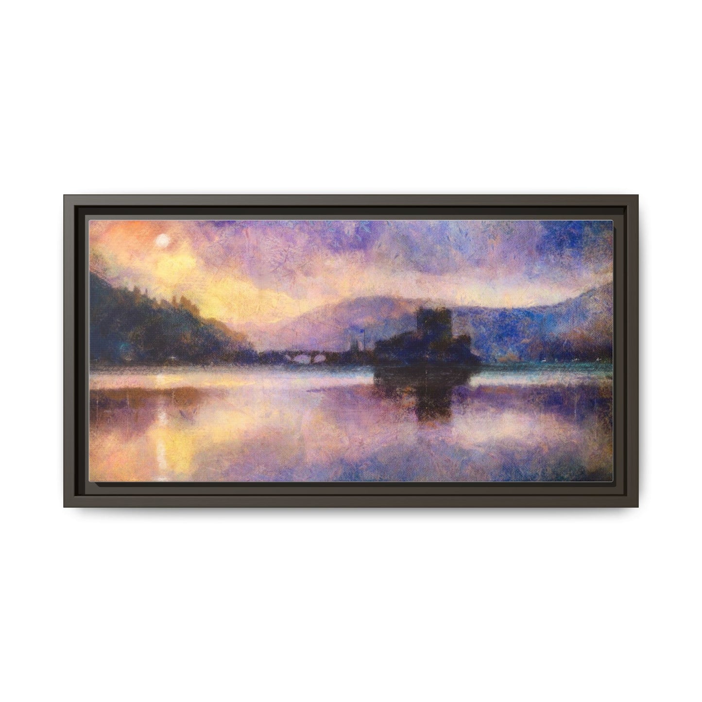 Eilean Donan Castle Moonlight Framed Panoramic Canvas Art