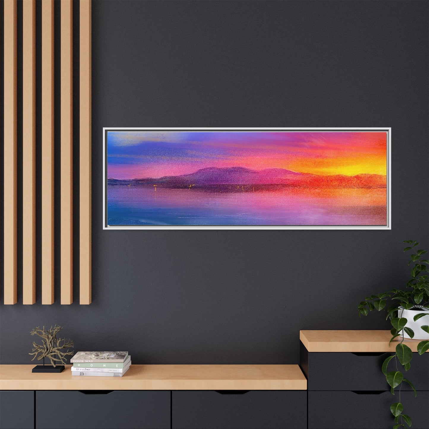 Arran Sunset Framed Panoramic Canvas Art