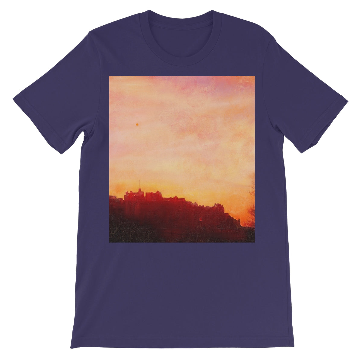 Edinburgh Castle Sunset Unisex Short Sleeve T-Shirt | Scottish Art Gifts