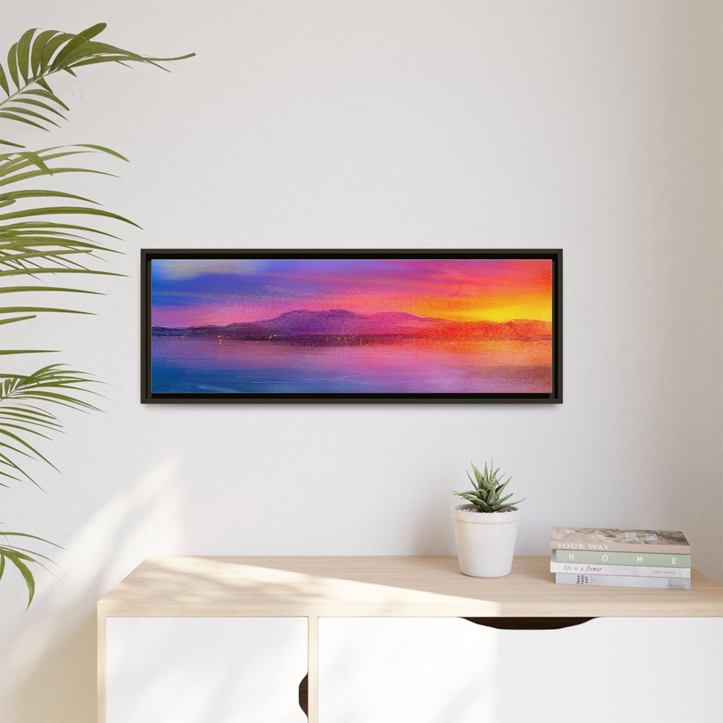 Arran Sunset Framed Panoramic Canvas Art