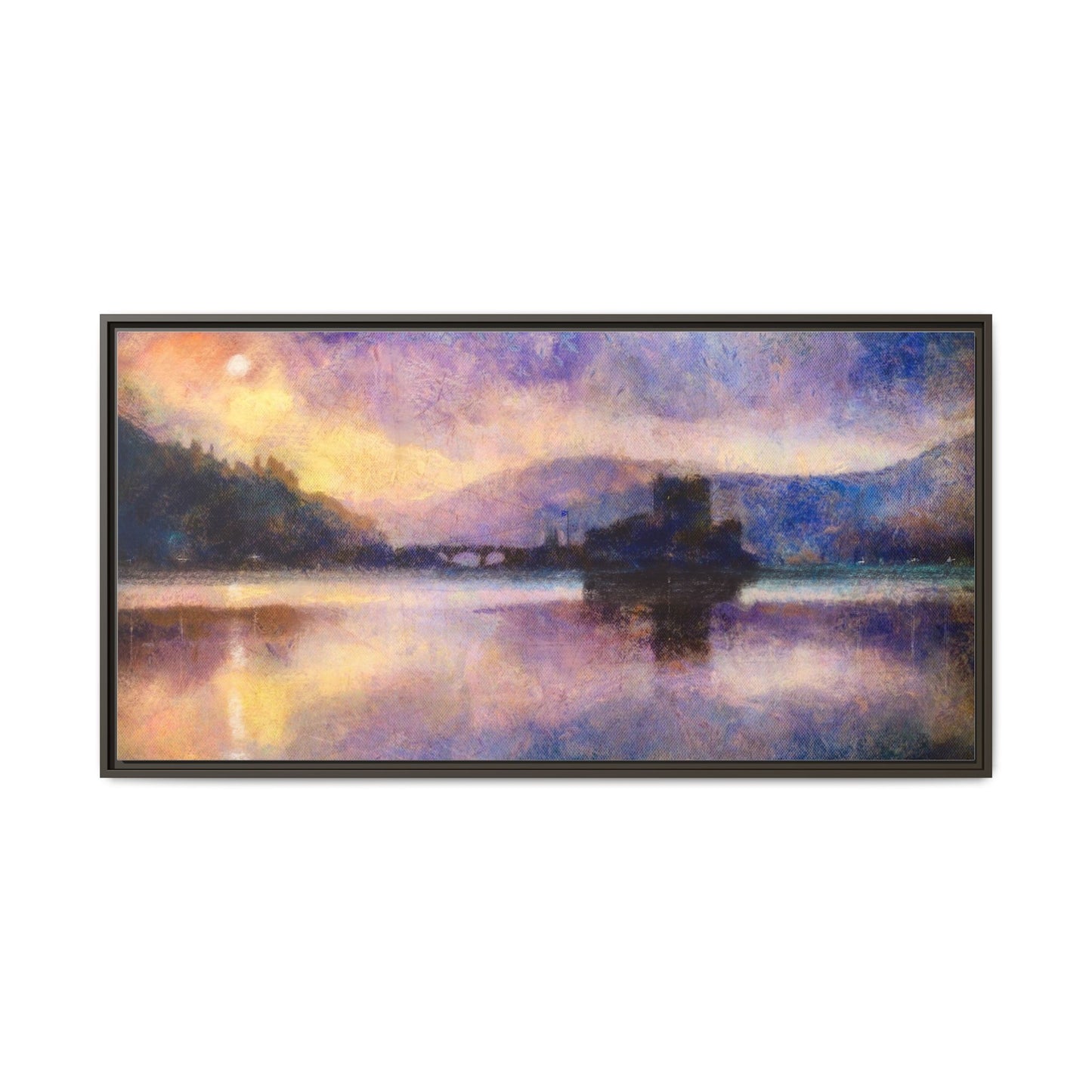 Eilean Donan Castle Moonlight Framed Panoramic Canvas Art