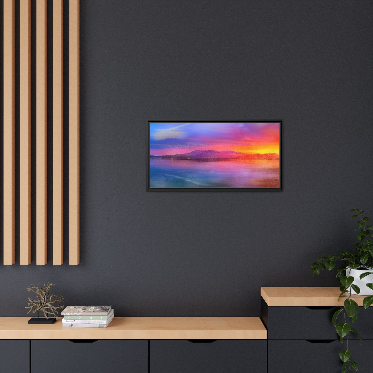 Arran Sunset Framed Panoramic Canvas Art