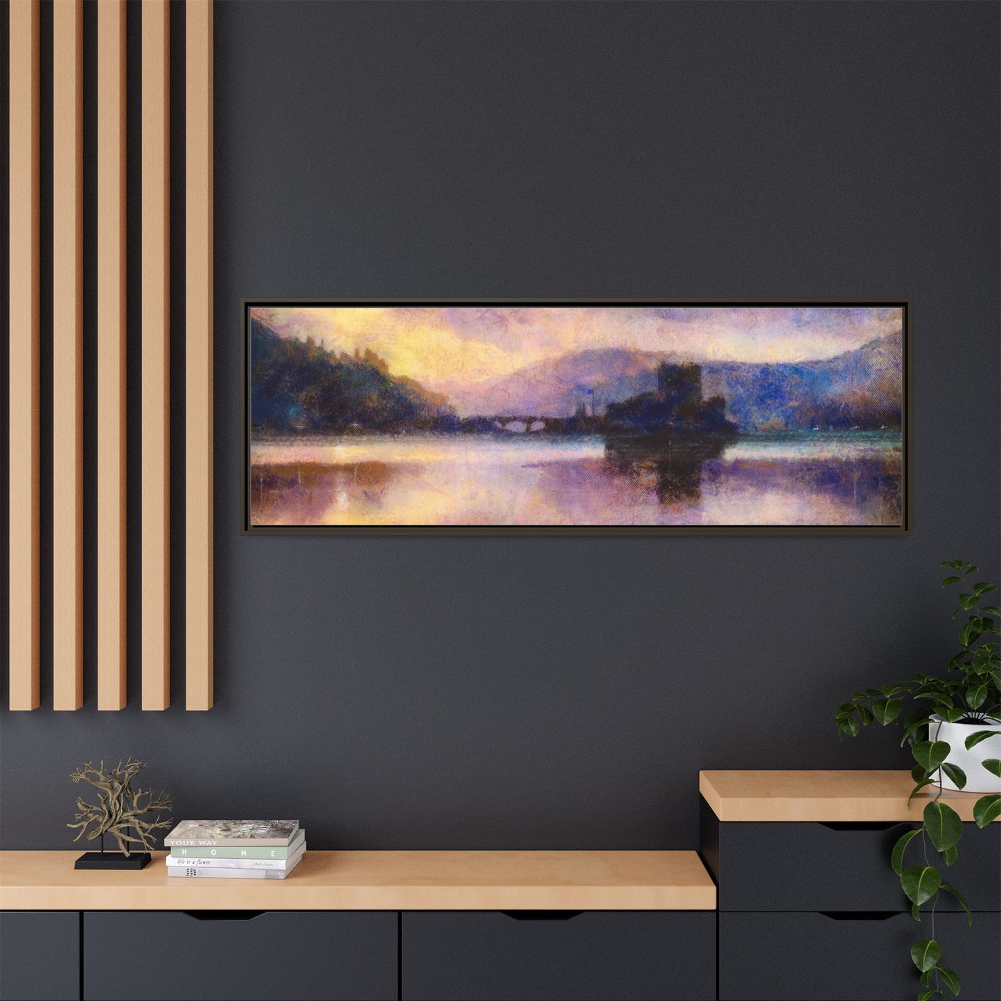 Eilean Donan Castle Moonlight Framed Panoramic Canvas Art