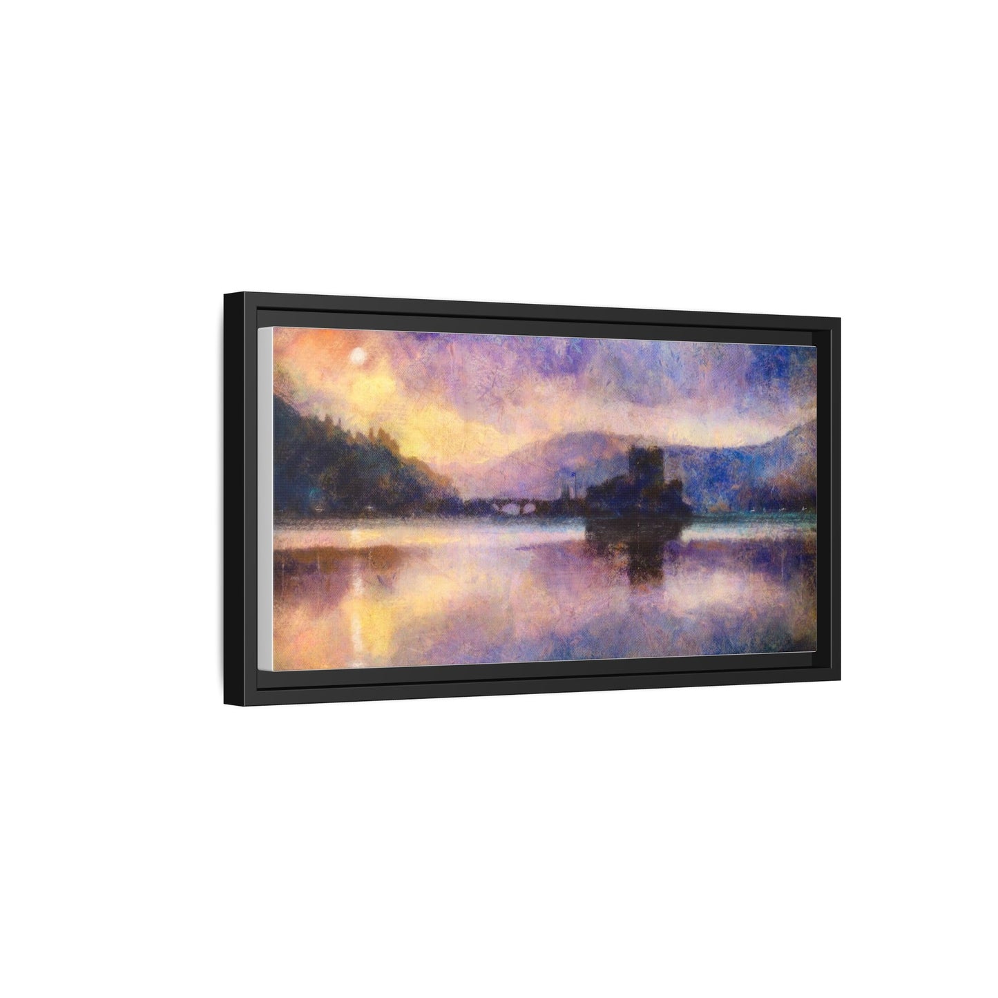 Eilean Donan Castle Moonlight Framed Panoramic Canvas Art