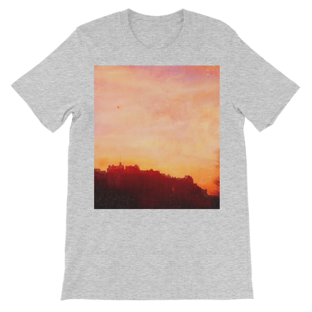 Edinburgh Castle Sunset Unisex Short Sleeve T-Shirt | Scottish Art Gifts