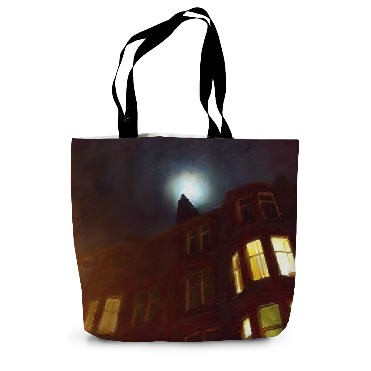 A Moonlit Tenement Canvas Tote Bag | Scottish Art Gifts