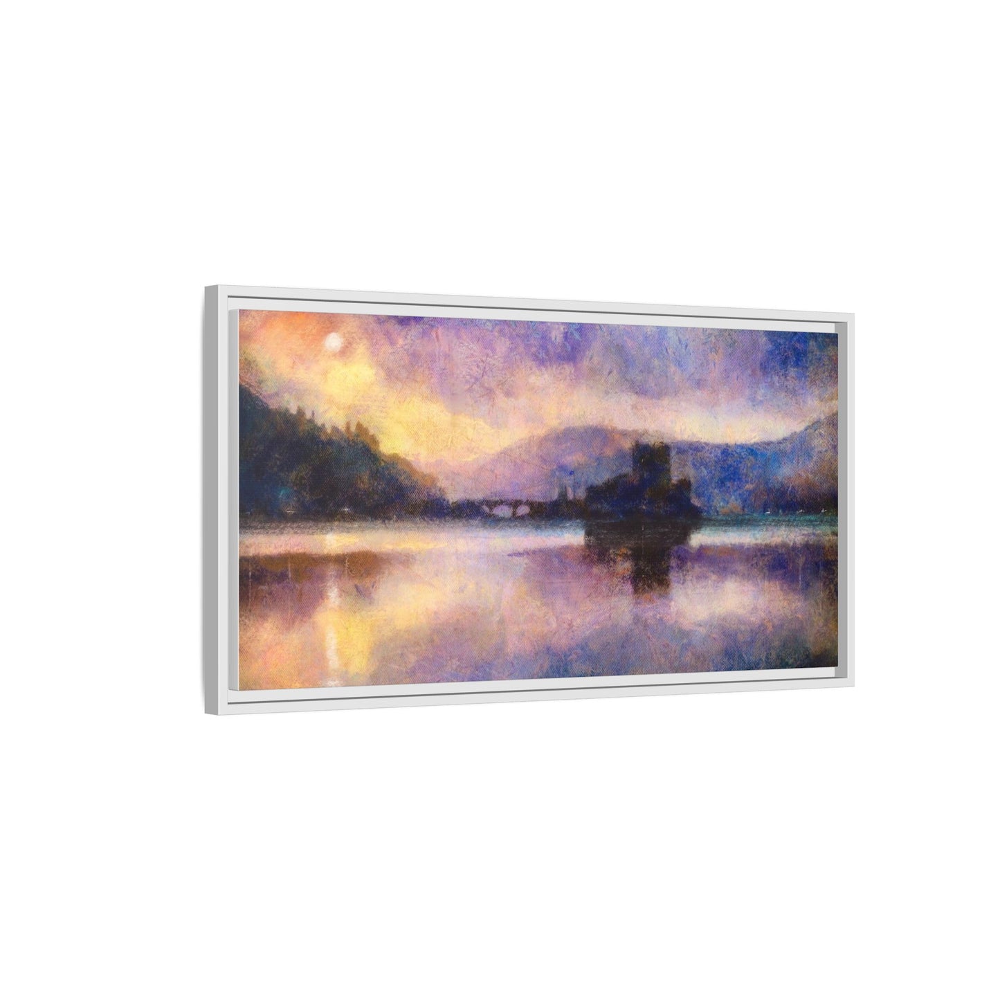 Eilean Donan Castle Moonlight Framed Panoramic Canvas Art