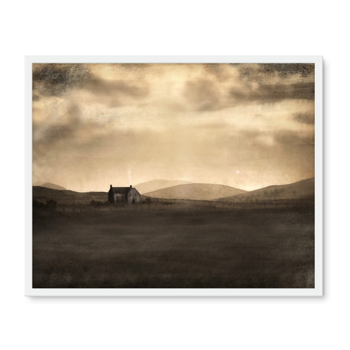 A Moonlit Croft Framed Art Tile | Scottish Art Gifts