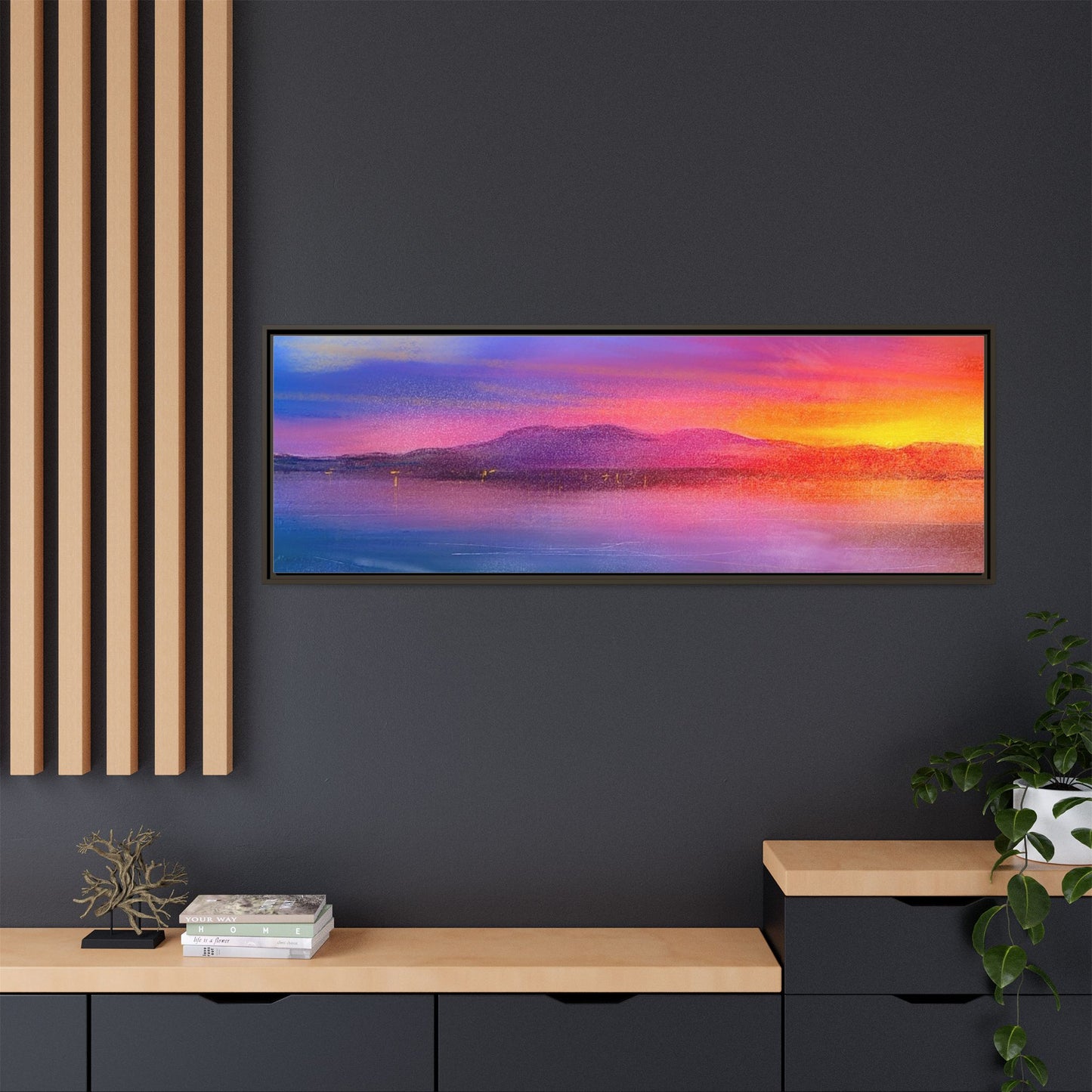 Arran Sunset Framed Panoramic Canvas Art