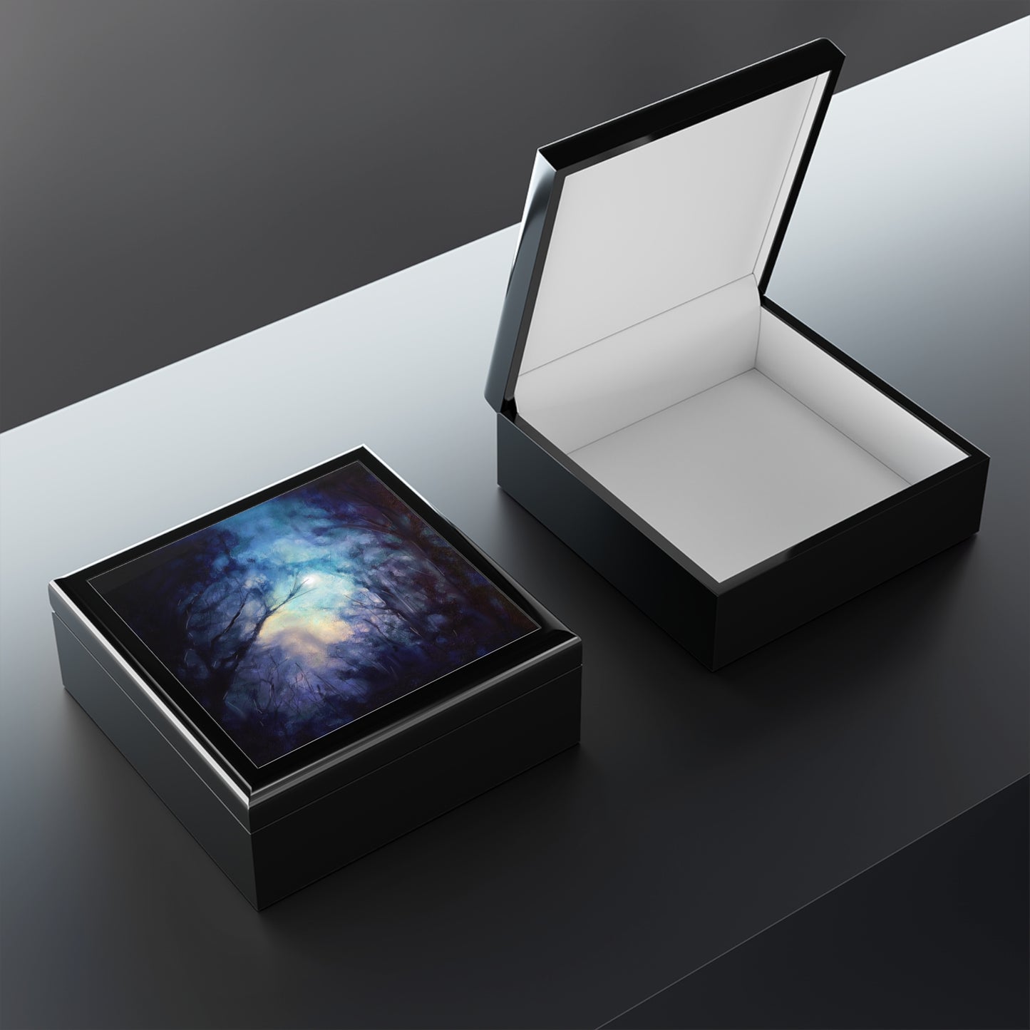 A Moonlit Highland Wood Jewellery Box | Scottish Art Gifts