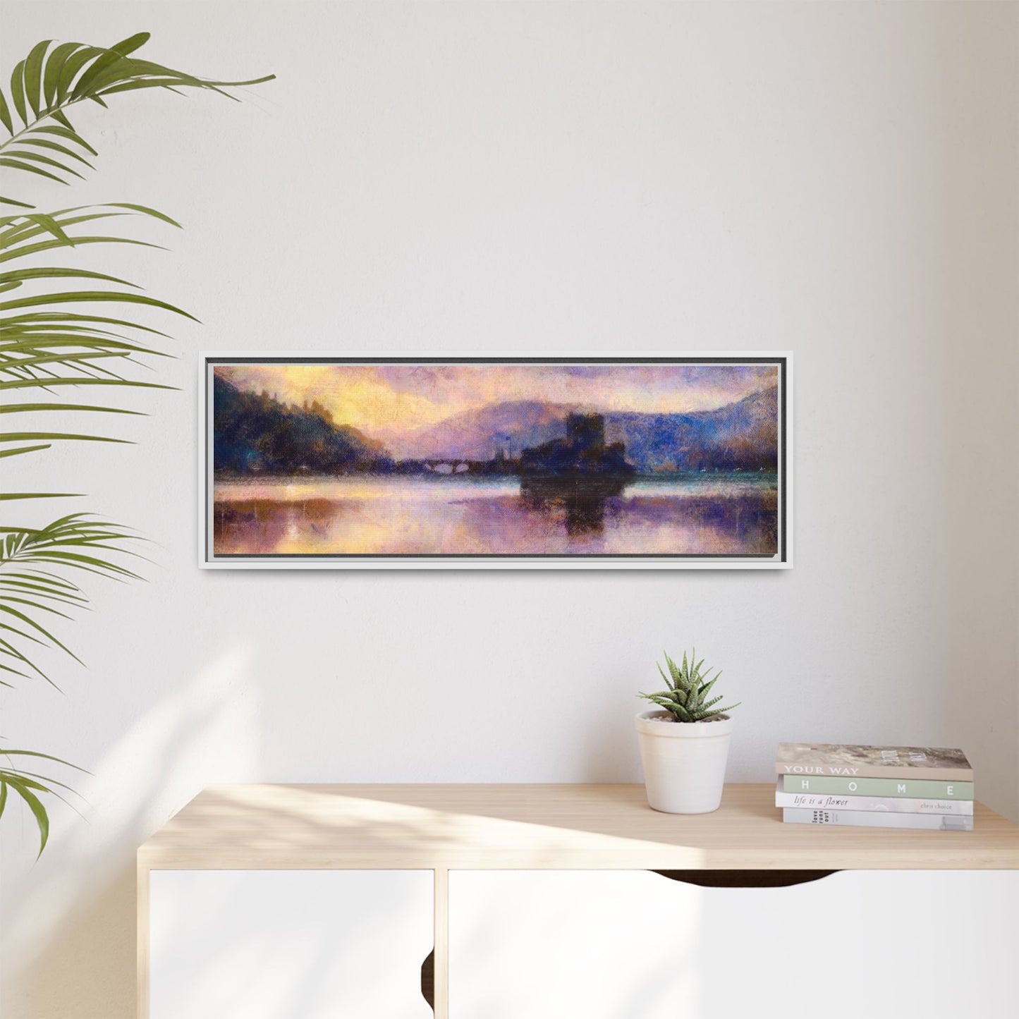 Eilean Donan Castle Moonlight Framed Panoramic Canvas Art
