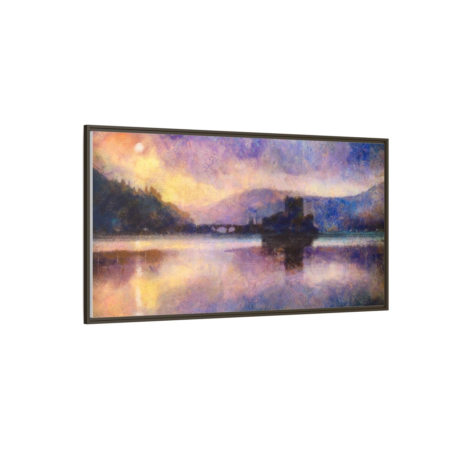 Eilean Donan Castle Moonlight Framed Panoramic Canvas Art