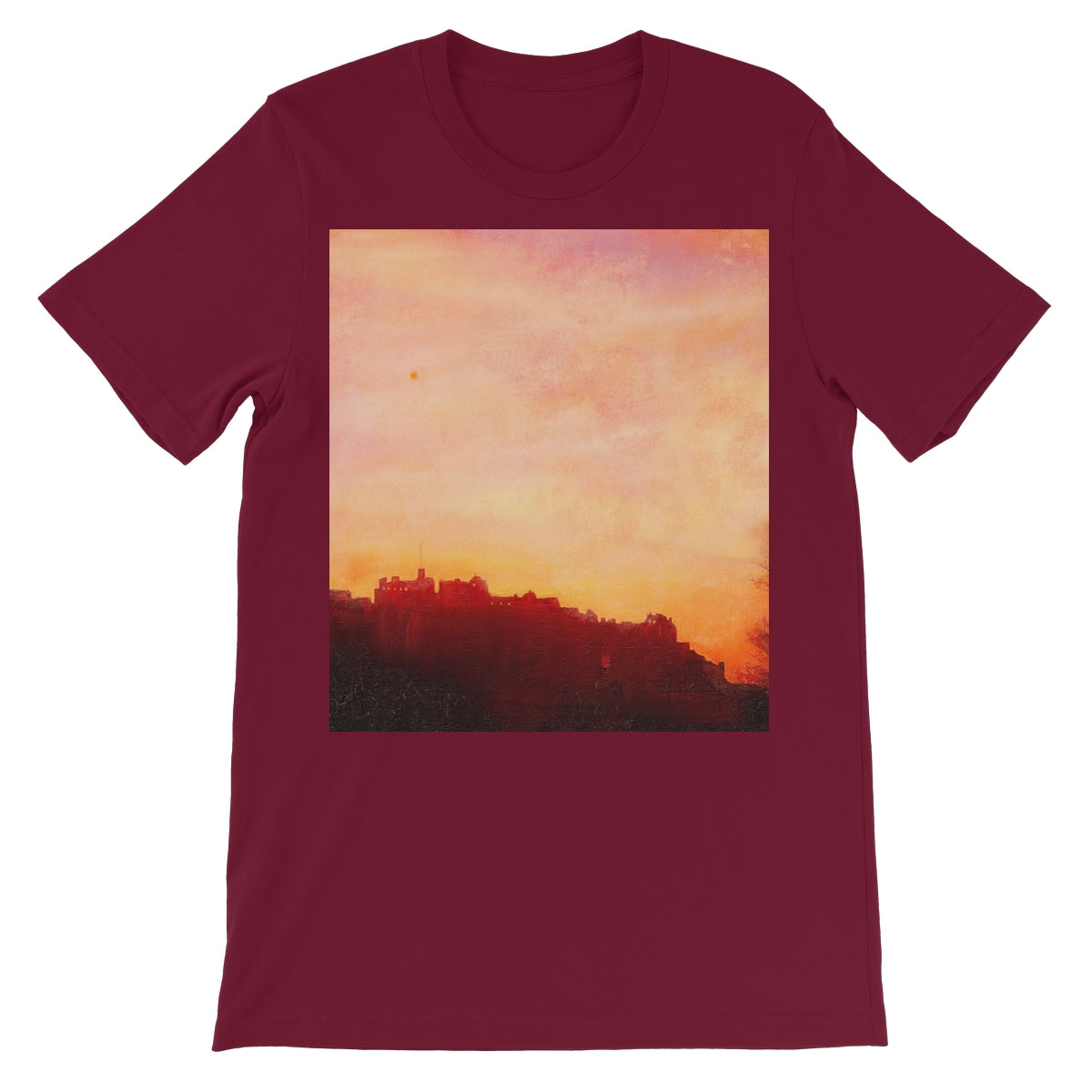 Edinburgh Castle Sunset Unisex Short Sleeve T-Shirt | Scottish Art Gifts