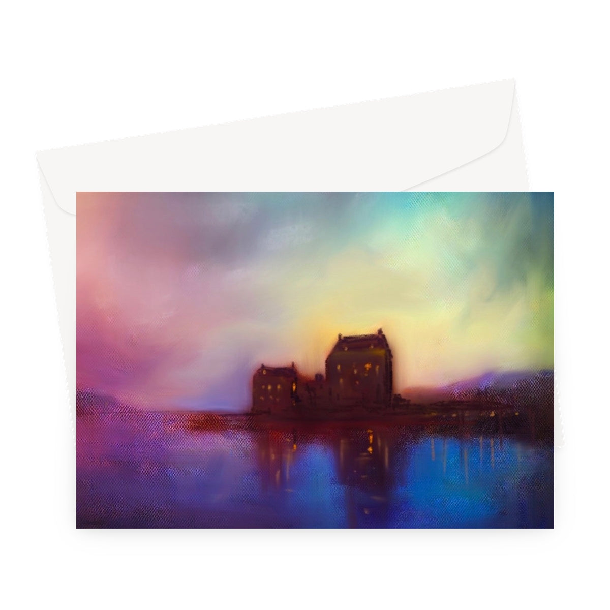Eilean Donan Castle Sunset Greeting Card | Scottish Art Gifts