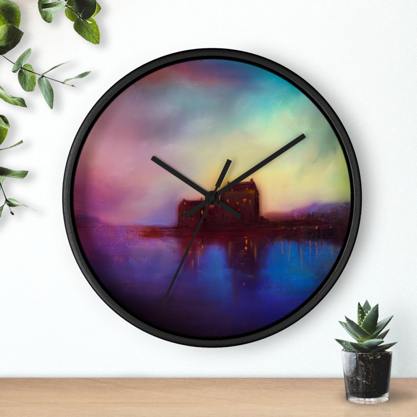 Eilean Donan Castle Sonnenuntergang-Wanduhr | Schottische Kunstgeschenke