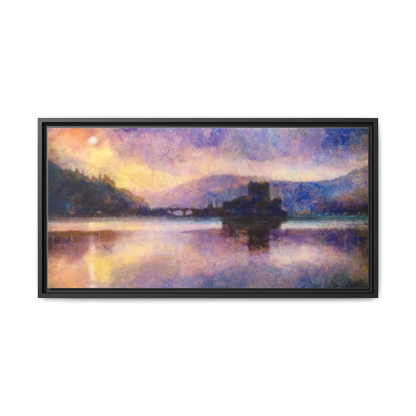 Eilean Donan Castle Moonlight Framed Panoramic Canvas Art