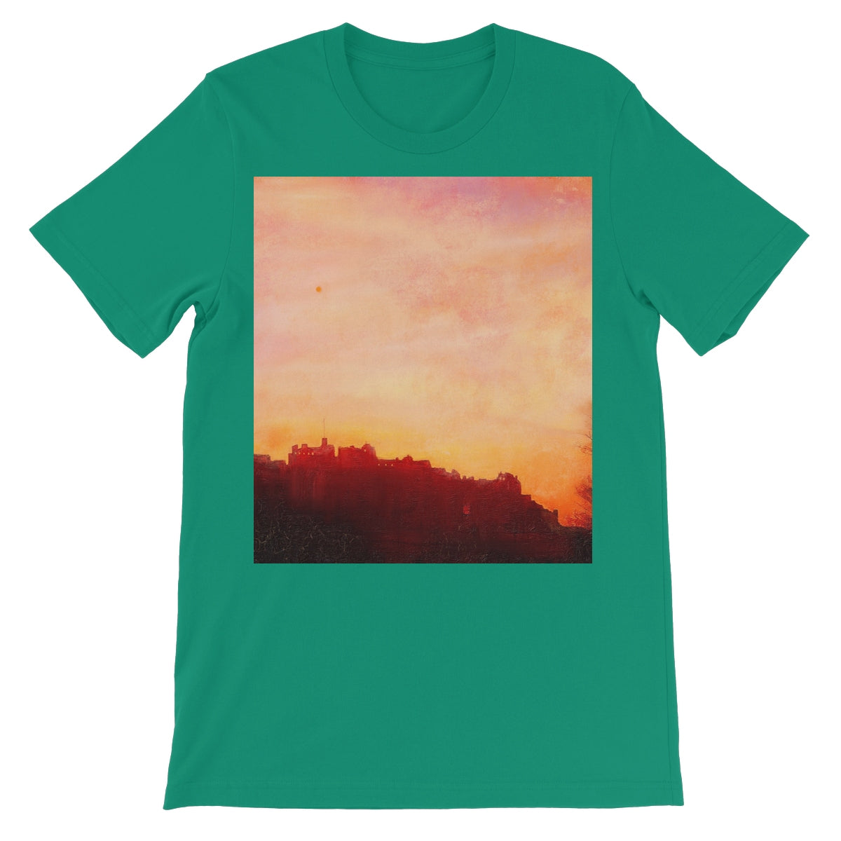 Edinburgh Castle Sunset Unisex Short Sleeve T-Shirt | Scottish Art Gifts
