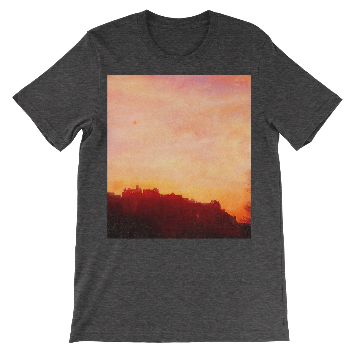 Edinburgh Castle Sunset Unisex Short Sleeve T-Shirt | Scottish Art Gifts