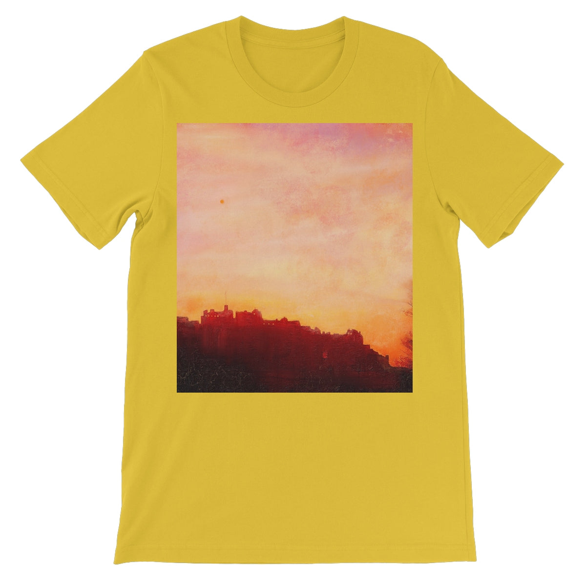 Edinburgh Castle Sunset Unisex Short Sleeve T-Shirt | Scottish Art Gifts