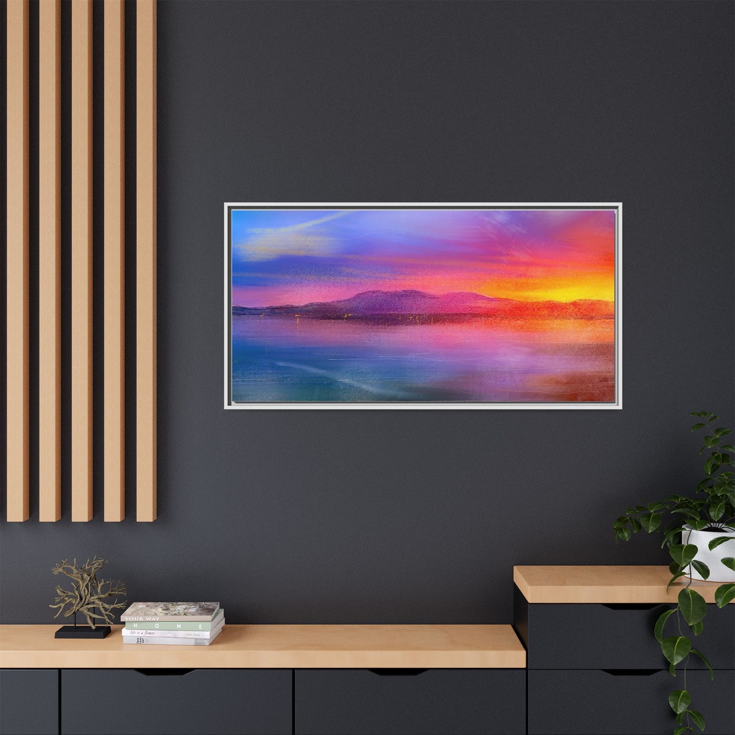 Arran Sunset Framed Panoramic Canvas Art