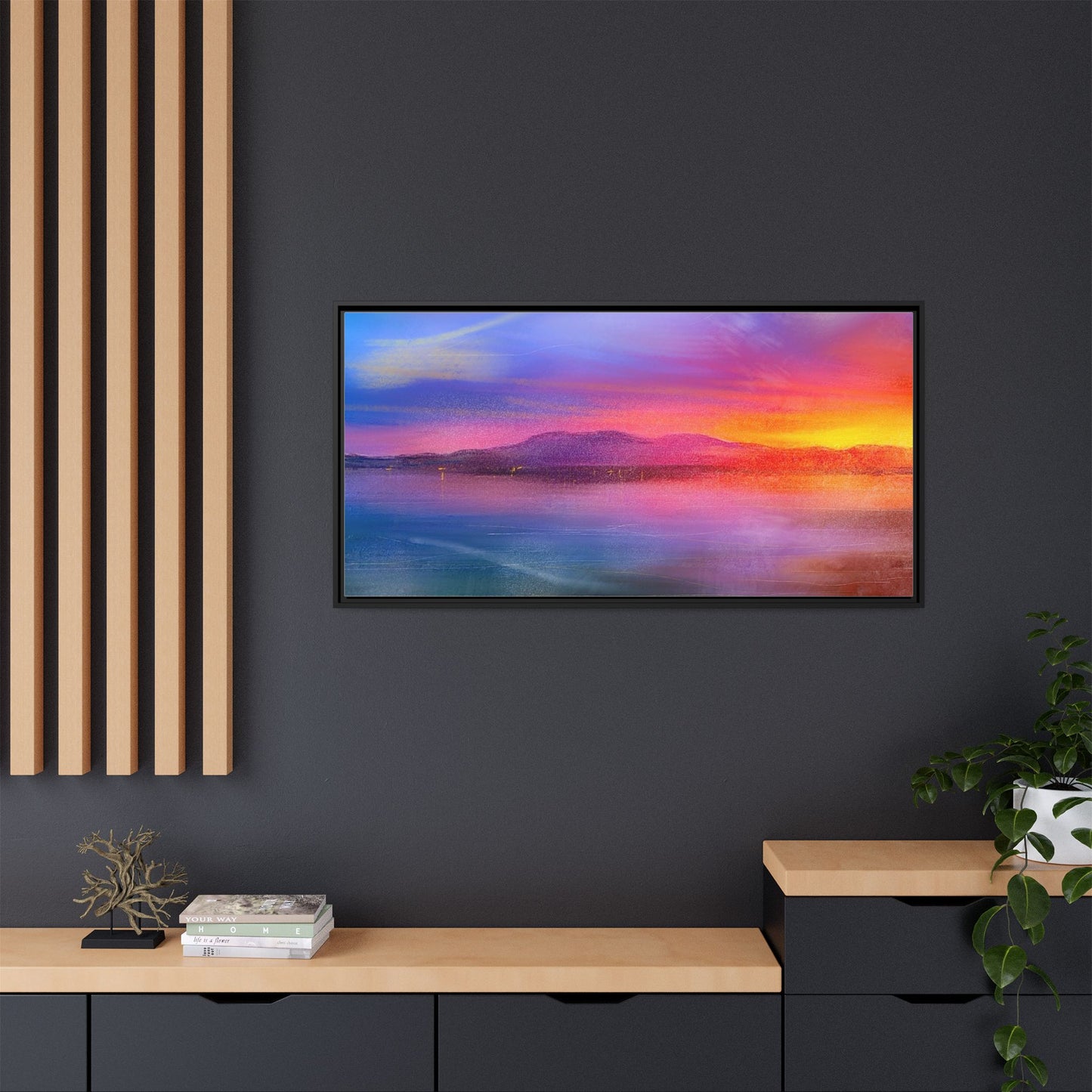 Arran Sunset Framed Panoramic Canvas Art