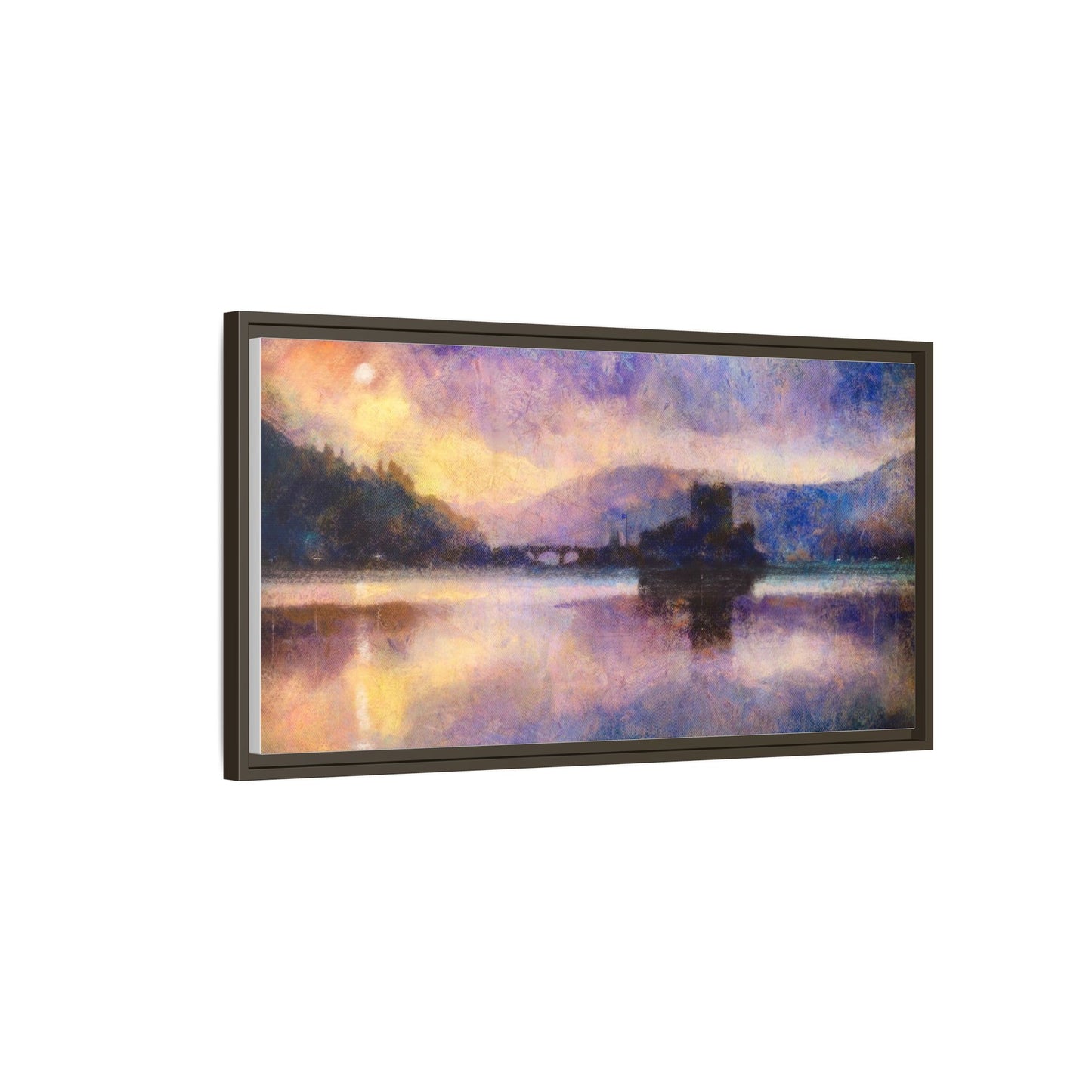 Eilean Donan Castle Moonlight Framed Panoramic Canvas Art