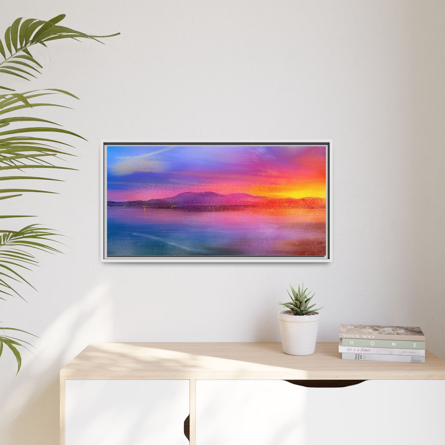 Arran Sunset Framed Panoramic Canvas Art