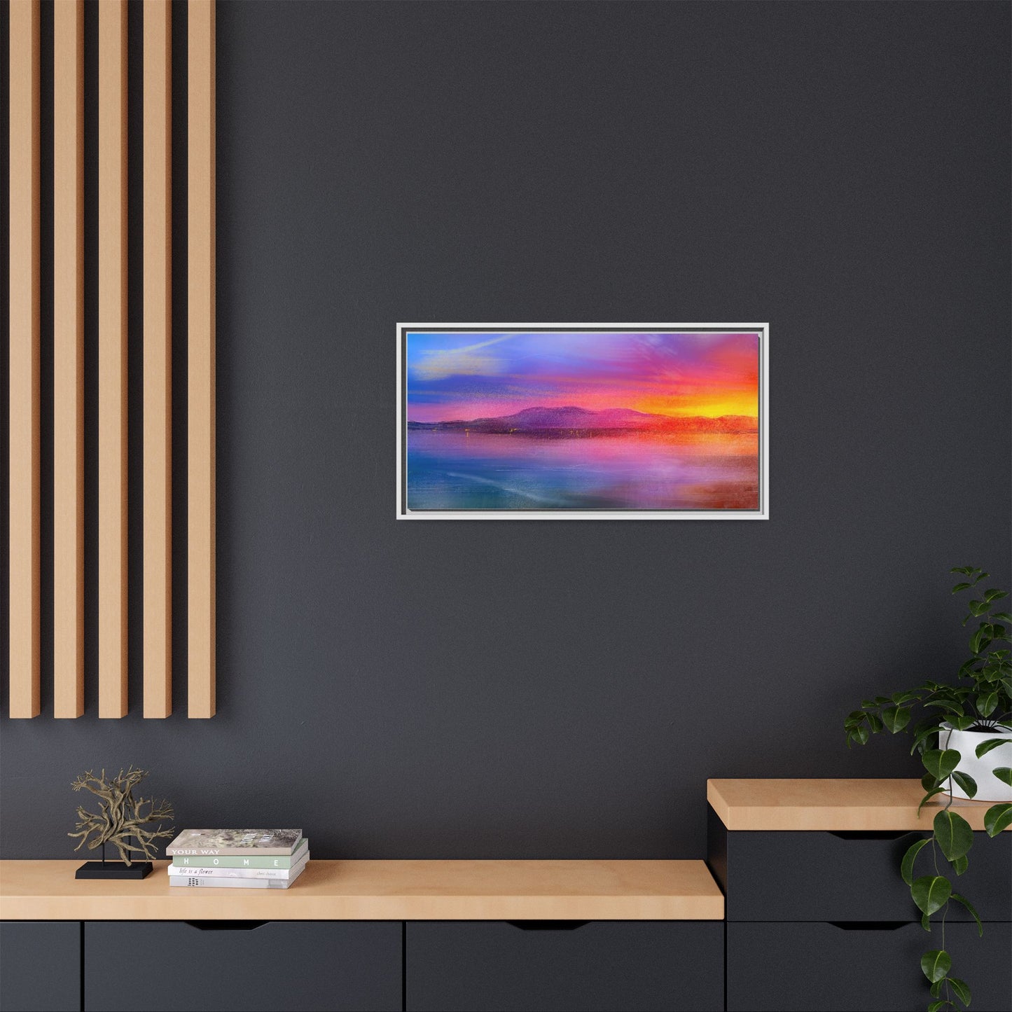 Arran Sunset Framed Panoramic Canvas Art
