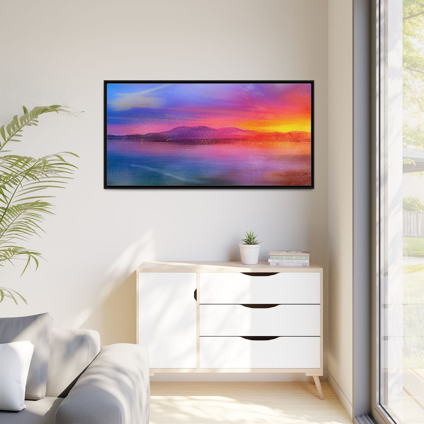 Arran Sunset Framed Panoramic Canvas Art