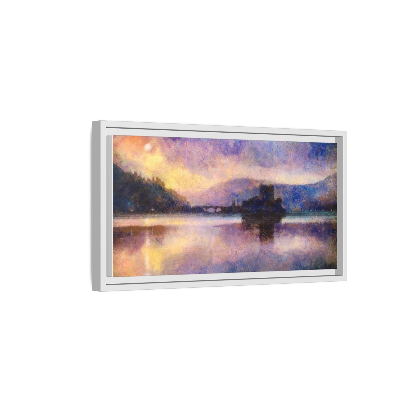 Eilean Donan Castle Moonlight Framed Panoramic Canvas Art