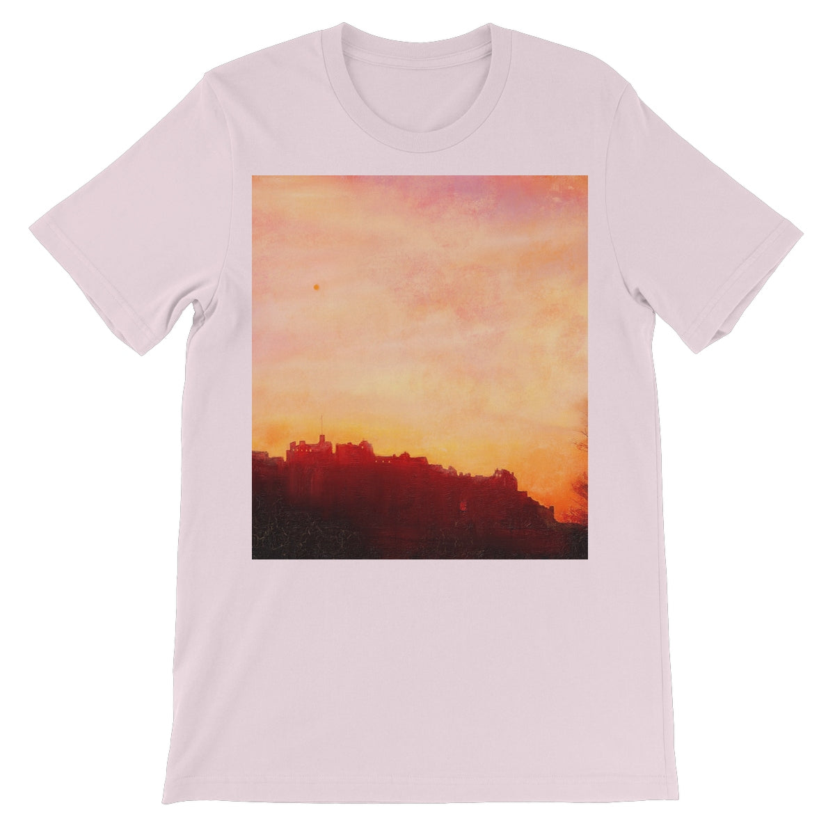 Edinburgh Castle Sunset Unisex Short Sleeve T-Shirt | Scottish Art Gifts