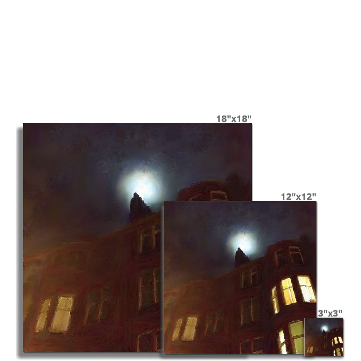 A Moonlit Tenement C-Type Print | Scottish Art Gifts