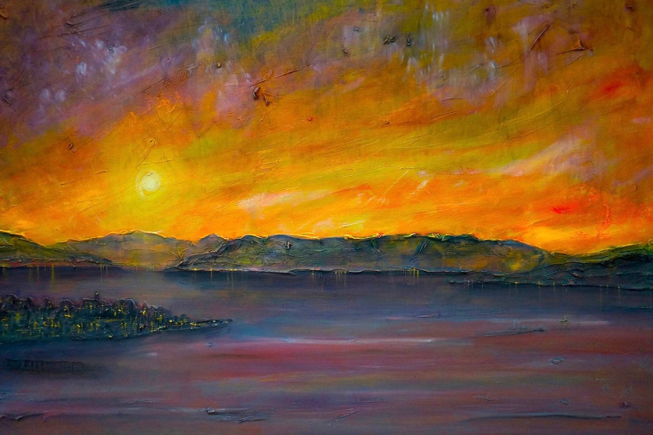 Sunset Over Gourock Statement Interior Wall Art Canvas