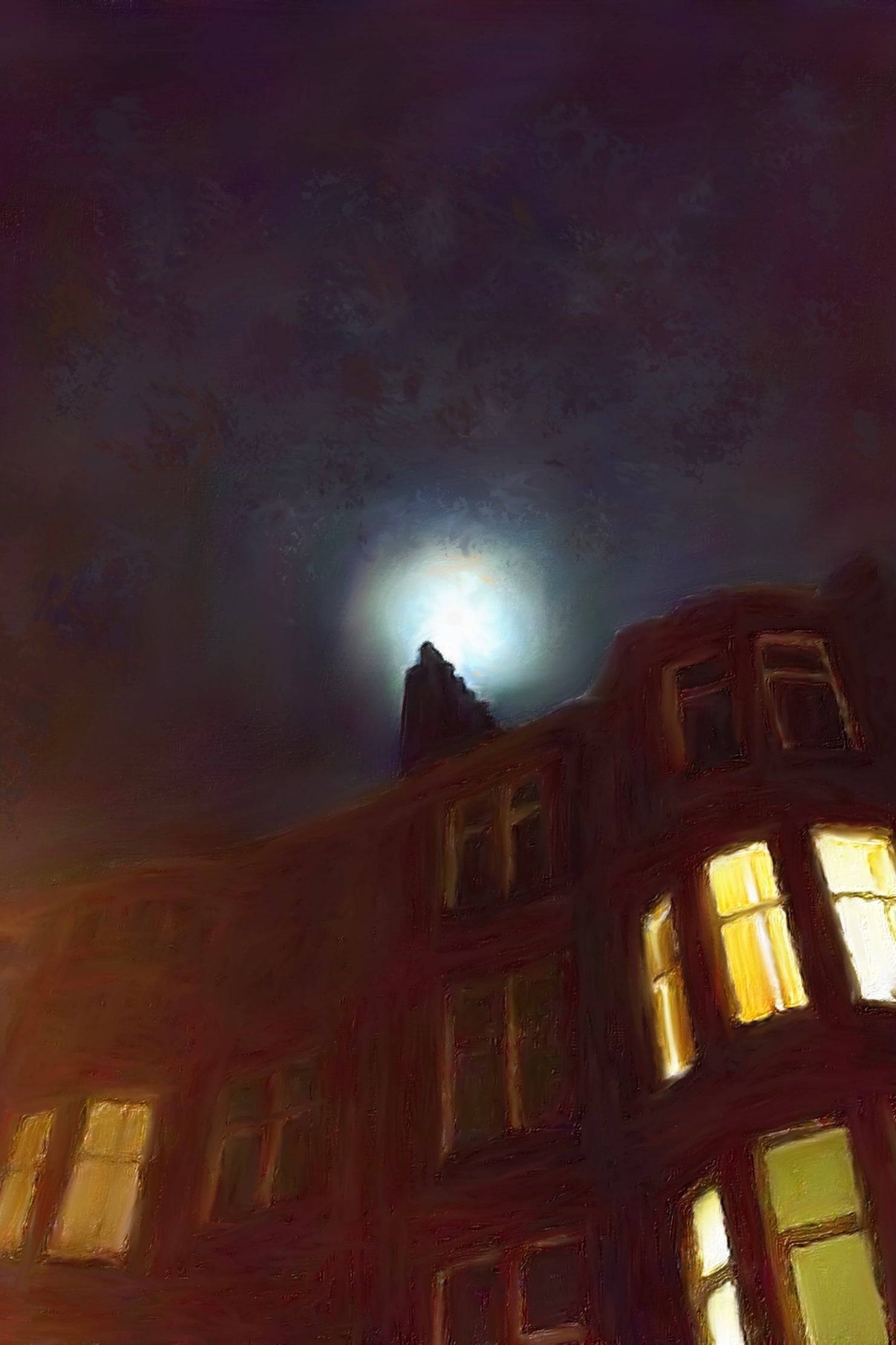 A Moonlit Tenement Statement Interior Wall Art Canvas