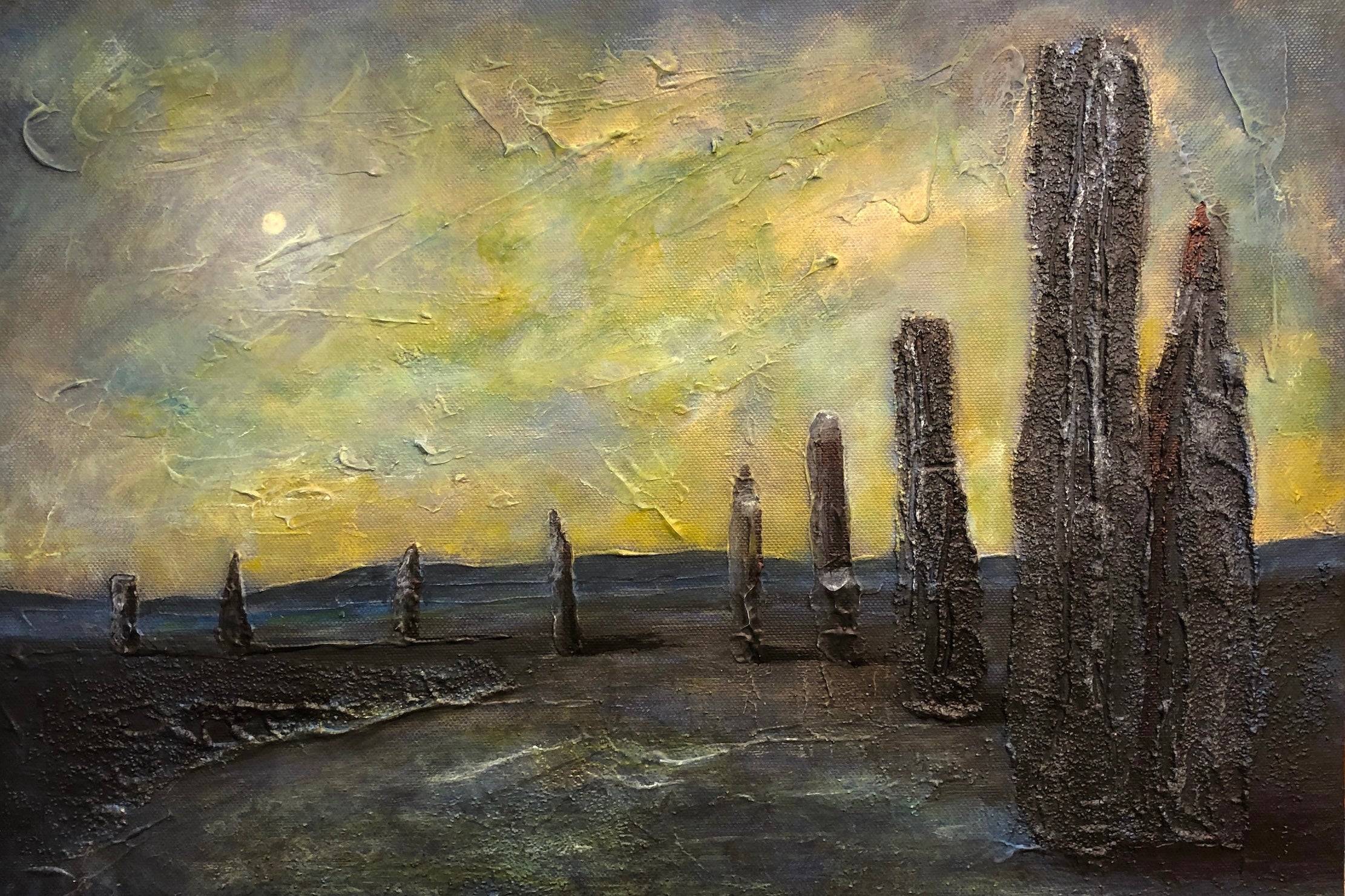 An Ethereal Ring Of Brodgar Orkney Statement Interior Wall Art Canvas.