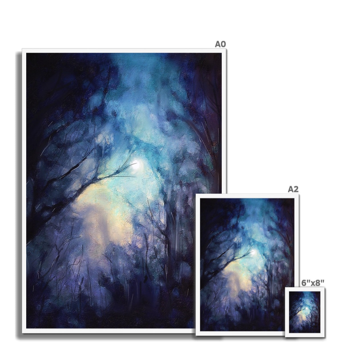 A Moonlit Highland Wood Framed Print