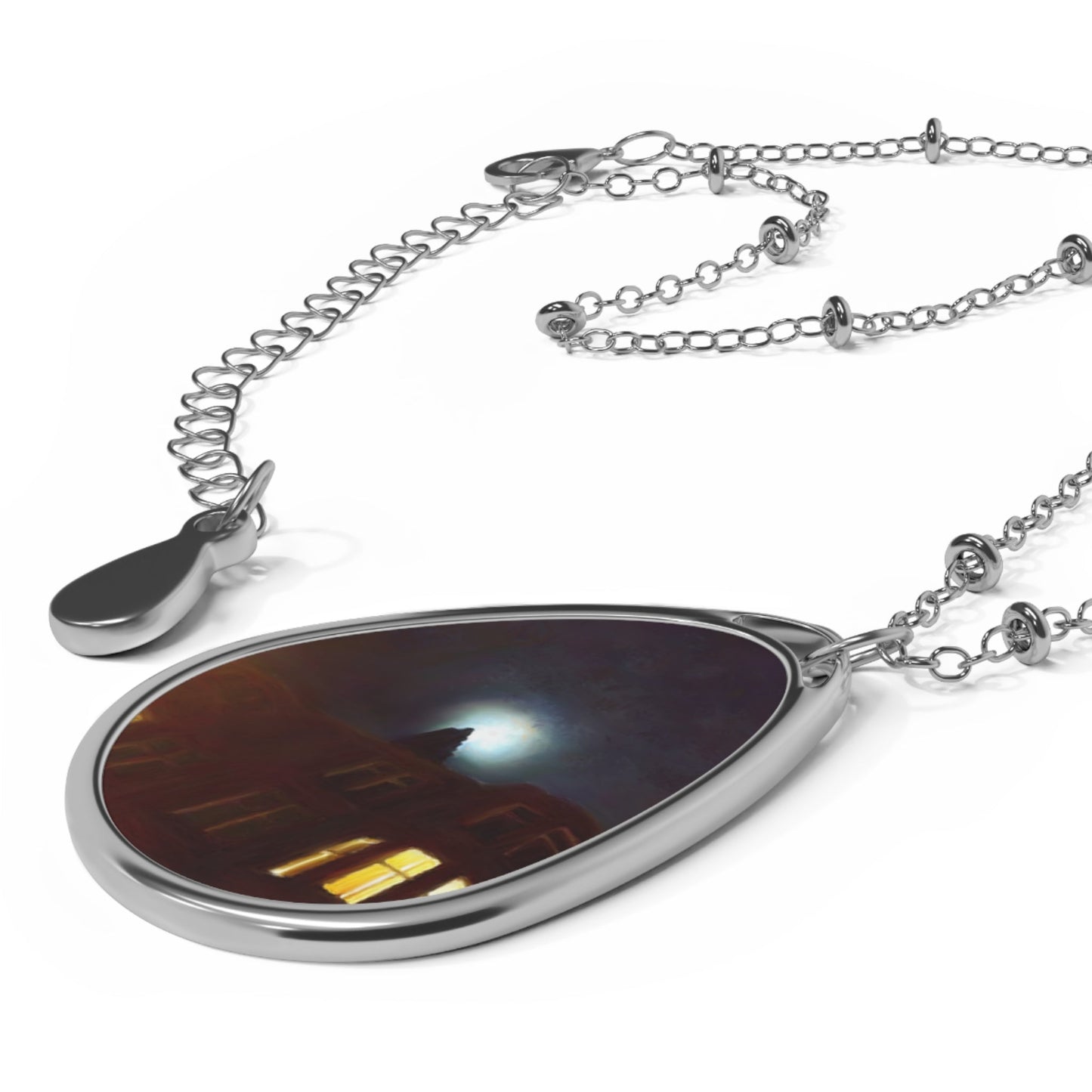A Moonlit Tenement Art Necklace | Scottish Art Gifts