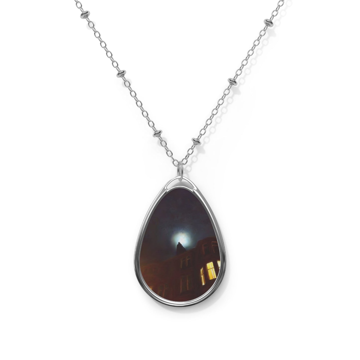 A Moonlit Tenement Art Necklace | Scottish Art Gifts