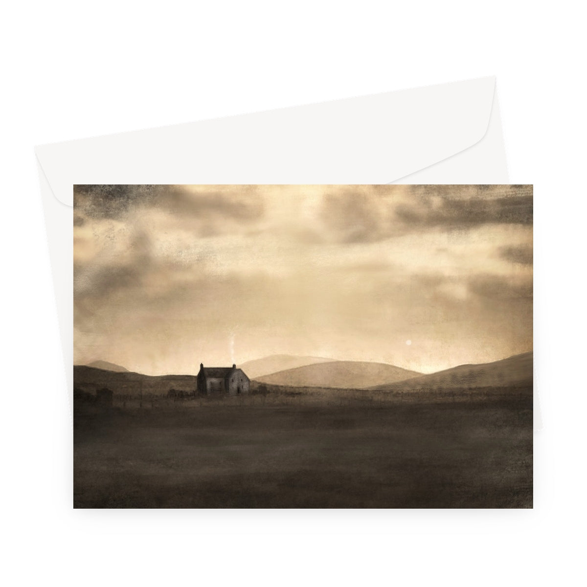 A Moonlit Croft Greeting Card | Scottish Art Gifts