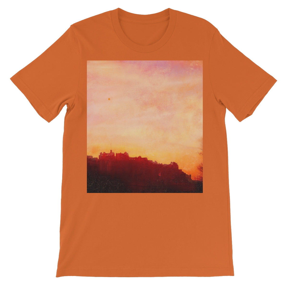 Edinburgh Castle Sunset Unisex Short Sleeve T-Shirt | Scottish Art Gifts