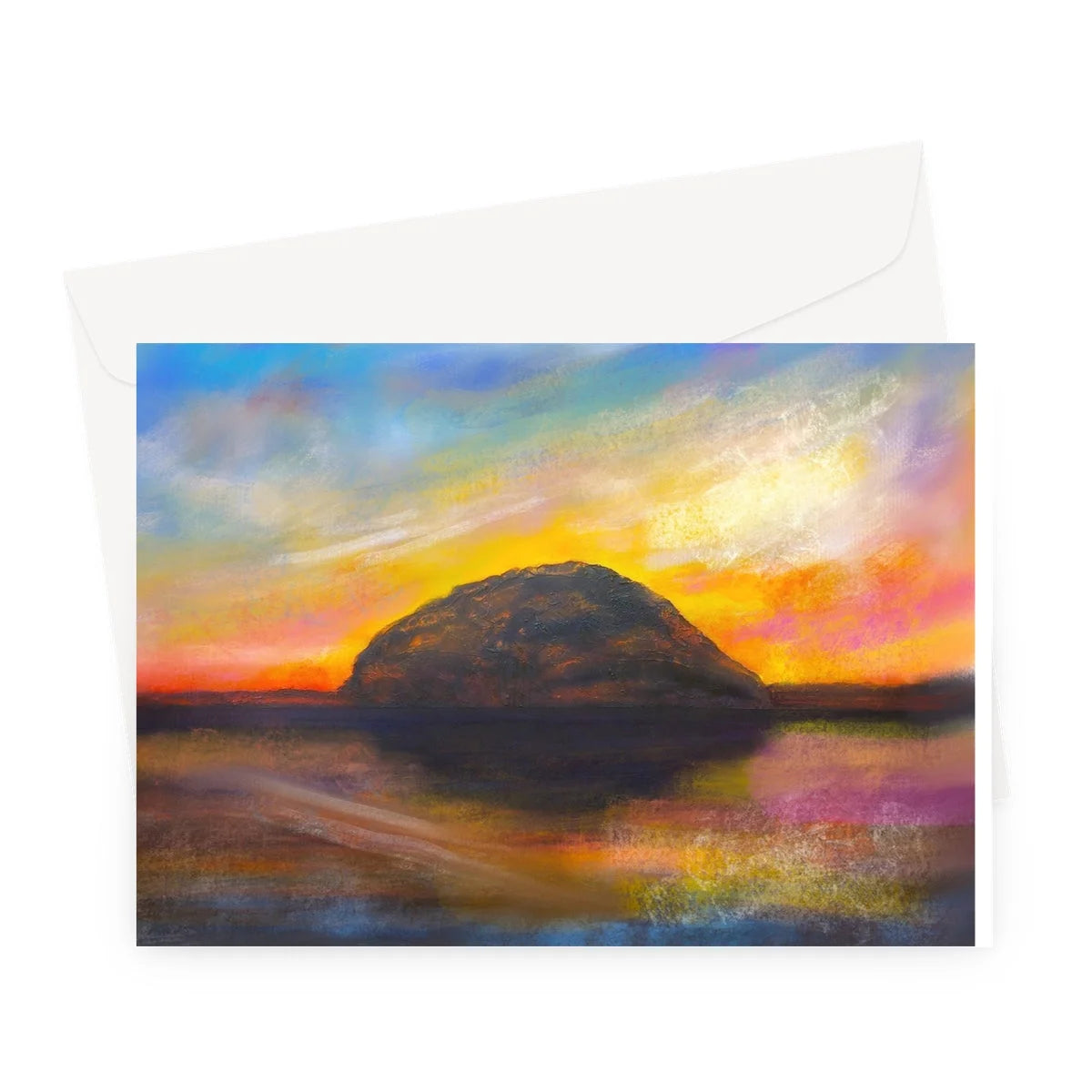 Ailsa Craig Dusk Greeting Card - Arran Art Gallery Scotland Worldwide Shipping Scottish Landscape by Artist Hunter Featuring Paintings