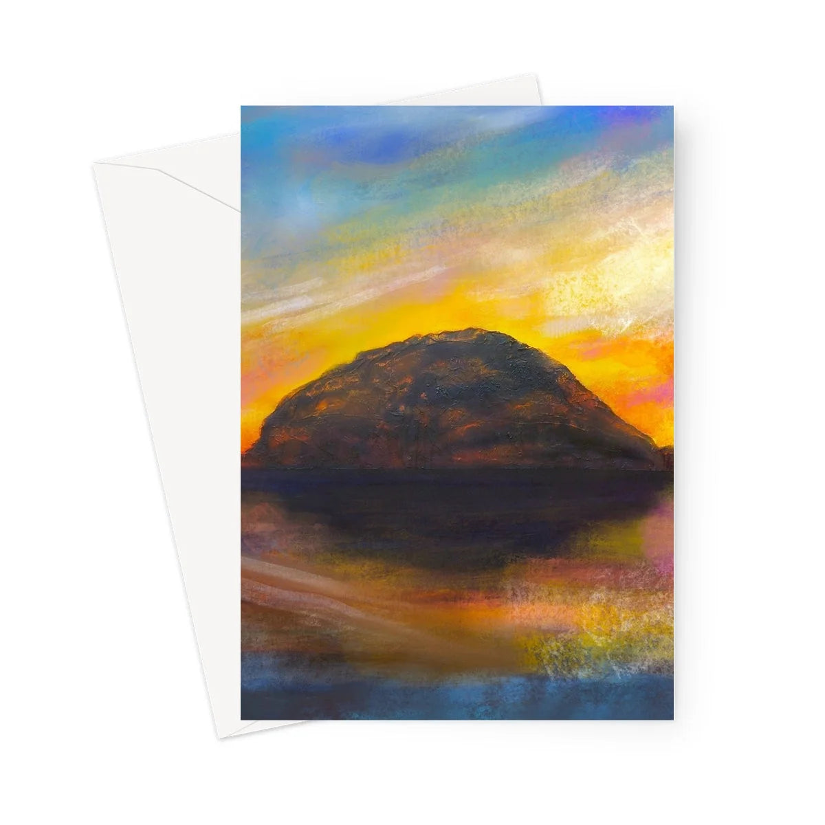 Ailsa Craig Dusk Greeting Card - Arran Art Gallery Scotland Worldwide Shipping Scottish Landscape by Artist Hunter Featuring Paintings